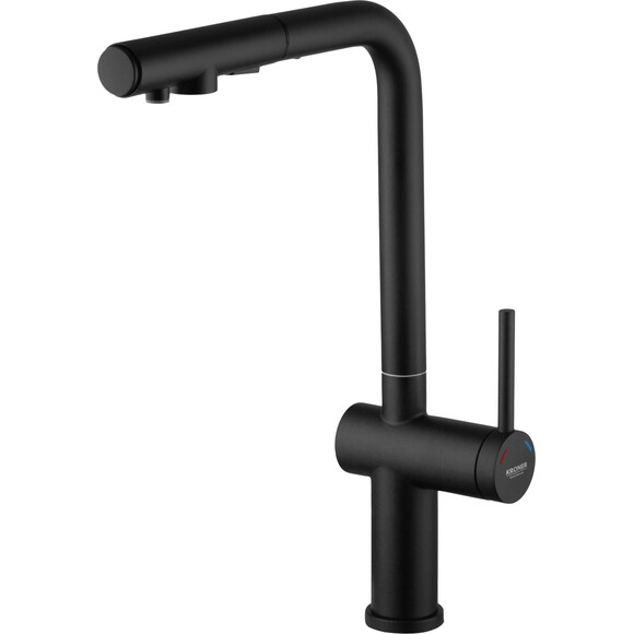 Смеситель для кухни Kroner KRP Küche SCH03839 (черный матовый, с выдвижной лейкой и подключением питьевой воды), Цвет производителя: черный матовый, фото 4