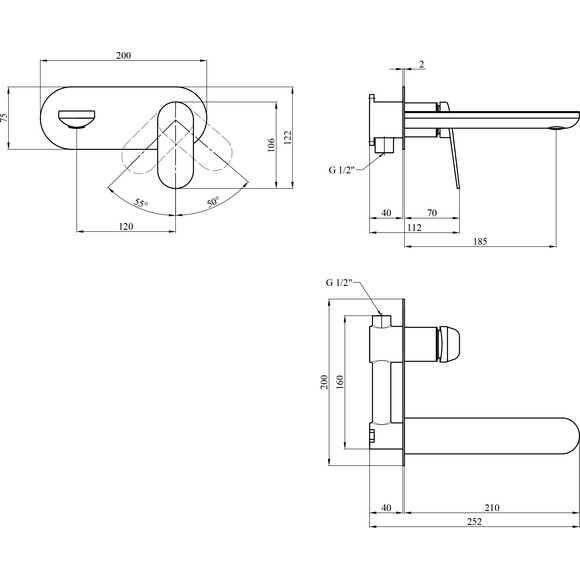 Смеситель скрытого монтажа для умывальника Kroner Element 211133B-0101 (хром, внутренняя часть в комплекте), Цвет производителя: хром, фото 5