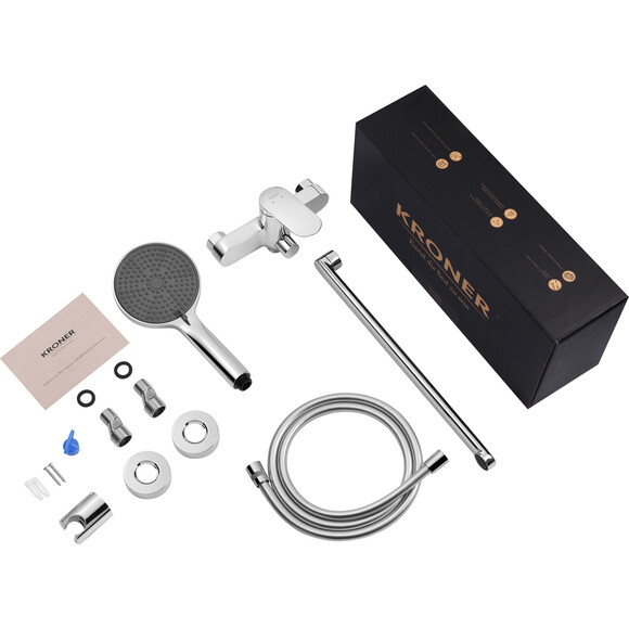 Смеситель для ванны Kroner Element 211414-0101 (хром, с лейкой и шлангом), Цвет производителя: хром, фото 7