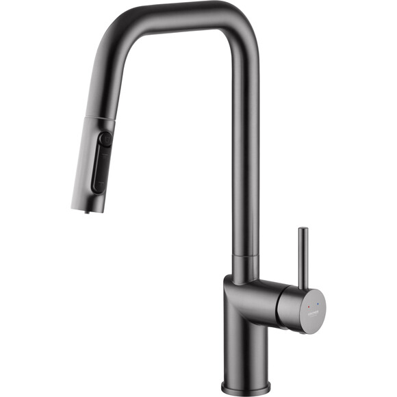 Змішувач для кухні Kroner Element 296569B-5301 (графіт, з висувною лійкою та підключенням питної води), Колір виробника: графіт, фото , изображение 4