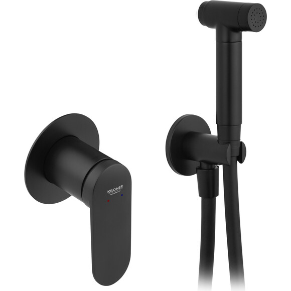 Гігієнічний душ із змішувачем Kroner Element 211234-3801 (чорний матовий, прихованого монтажу), Колір виробника: чорний матовий, фото 