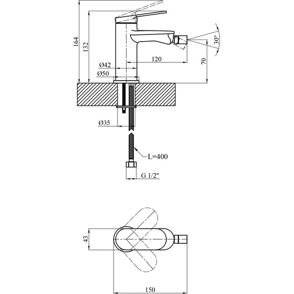 Смеситель для биде Kroner Element 211210-3801 (черный матовый), Цвет производителя: черный матовый, фото 9