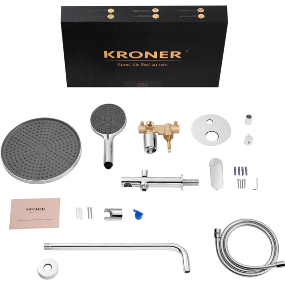 Душова система Kroner Element 211335A-0101 (хром, прихованого монтажу, з виливом), Колір виробника: хром, фото , изображение 11