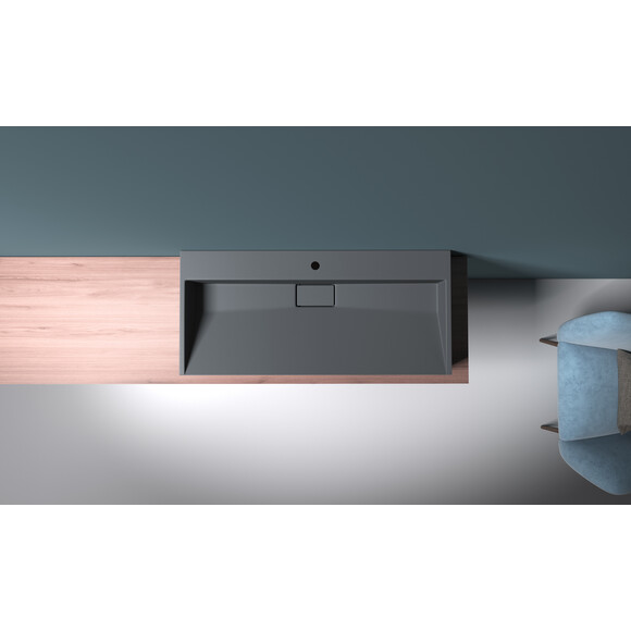 Умивальник VBI Este 100 Black 1/O VBI-019923 (100x46 см, чорний матовий), Доступні розміри: 100 x 46, Колір виробника: чорний матовий 1/о, фото , изображение 2