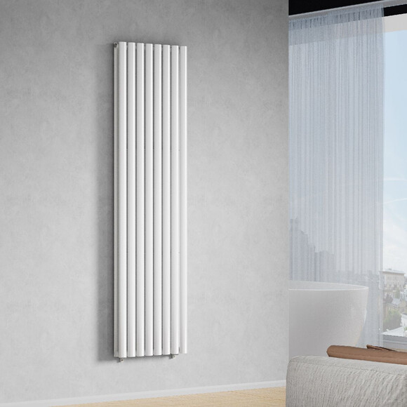 Вертикальный радиатор Navin Ellipse Double White 02-145033-4818 (48x180, белый глянцевый), Цвет производителя: белый глянец, фото 2