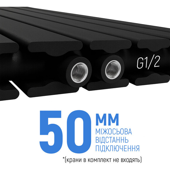 Вертикальний радіатор Navin Largo Double Black Matt 02-244163-4518 (45x180, чорний муар), Колір виробника: чорний муар, фото , изображение 5