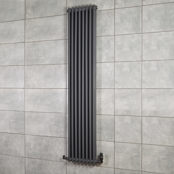 Вертикальний радіатор Navin Calidum 2-8 Black 02-254004-3818 (38x180, чорний муар), Колір виробника: чорний муар, фото , изображение 2