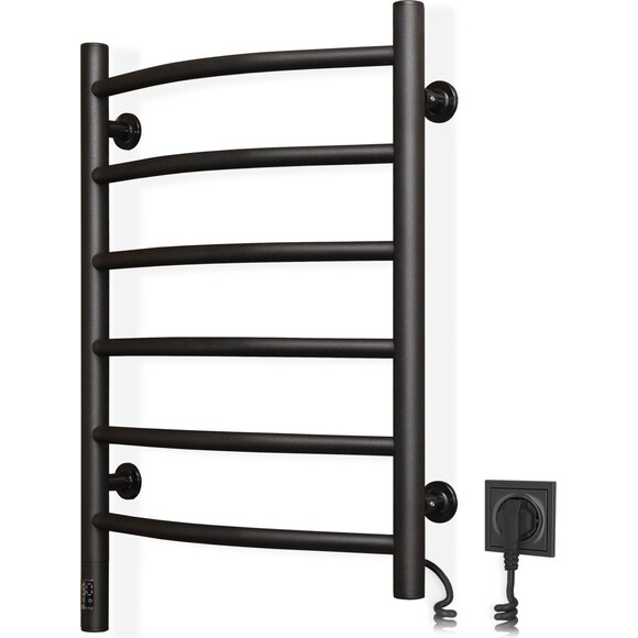 Электрический полотенцесушитель Navin Камелия Sensor 12-207033-4860 (480x600, черный муар, правый, сенсорный, с таймером), Доступные размеры: 480 x 600, Цвет производителя: черный муар, Подключение полотенцесушителя: правое, фото 