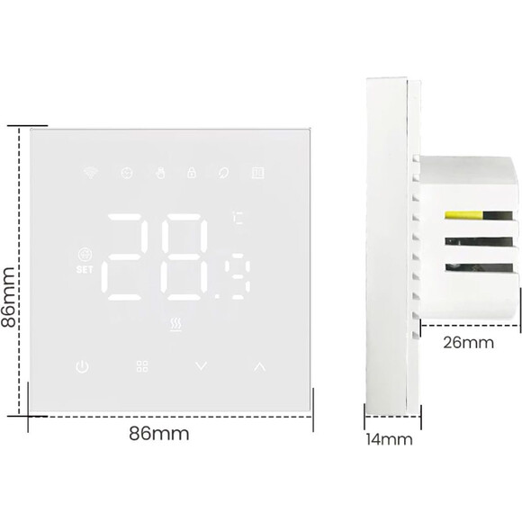 Терморегулятор для електричної теплої підлоги Navin WT410 W-16A (24-160273-8686, білий глянсовий, з Wi-Fi та зовнішнім датчиком температури), Колір виробника: білий глянець, фото , изображение 6