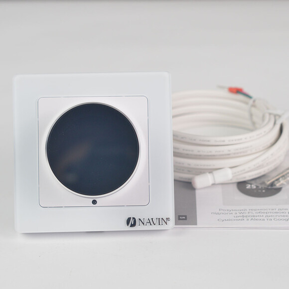 Терморегулятор для електричної теплої підлоги Navin EH20R-16A Wi-Fi Tuya (24-160075-0331, білий глянсовий, з Wi-Fi та зовнішнім датчиком температури), фото , изображение 9