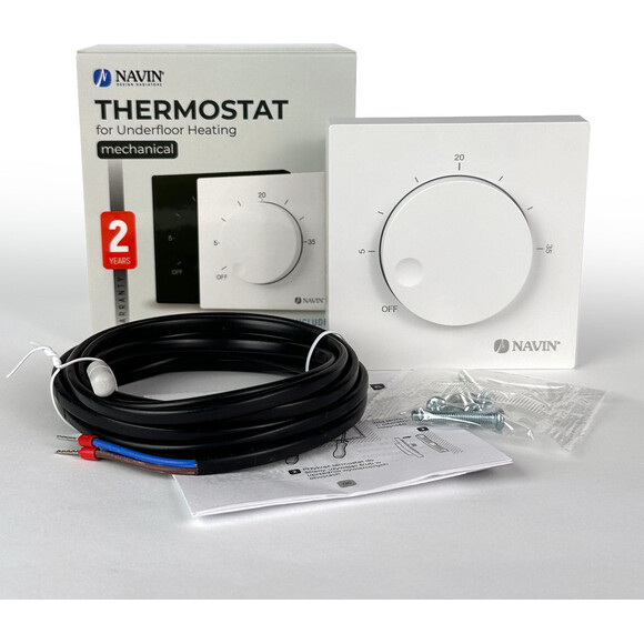 Терморегулятор для електричної теплої підлоги Navin EH84WM-16A (24-160171-0140, білий матовий), Колір виробника: білий матовий, фото , изображение 2