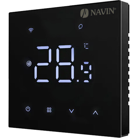 Терморегулятор для електричної теплої підлоги Navin WT410 B-16A (24-260273-8686, чорний матовий, з Wi-Fi та зовнішнім датчиком температури), Колір виробника: чорний матовий, фото 
