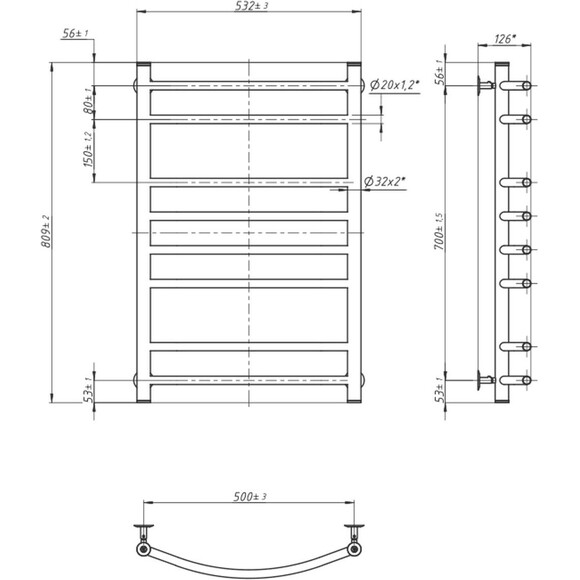 Водяной полотенцесушитель Navin Камелия 00-507030-5080 (500x800, бронза), Доступные размеры: 500 x 800, Цвет производителя: бронза, Подключение полотенцесушителя: нижнее, фото 6