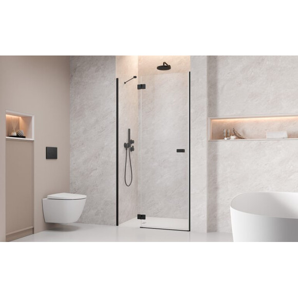 Душевые двери Radaway Garda DWJ Black 10710100-54-01L (100 см, стекло прозрачное, черные матовые, левые), Доступные размеры: 100 L, Цвет производителя: прозрачное стекло, отделка черная матовая, Расположение проема (входа): справа, фото 2