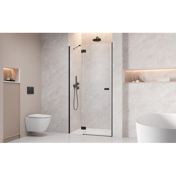 Душевые двери Radaway Garda DWJ Black 10710090-54-01L (90 см, стекло прозрачное, черные матовые, левые), Доступные размеры: 90 L, Цвет производителя: прозрачное стекло, отделка черная матовая, Расположение проема (входа): справа, фото 2