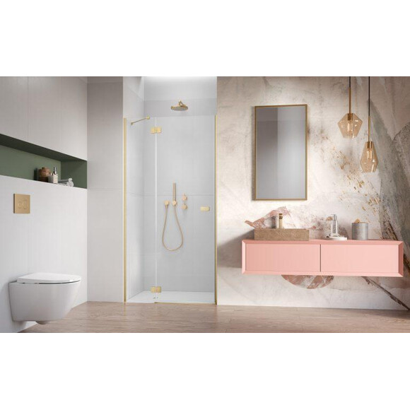 Душові двері Radaway Garda DWJ Brushed Gold 10710100-99-01L (100 см, скло прозоре, брашоване золото, ліві), Доступні розміри: 100 L, Колір виробника: прозоре скло, обробка брашоване золото, Расположение проема (входа): справа, фото , изображение 2