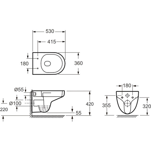 Безободковый подвесной унитаз Devit Simple Vortex Flush 3810825 (воронкообразный, с сиденьем), фото 4