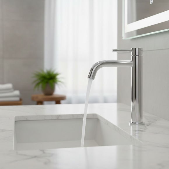 Змішувач для умивальника Devit Flow Chrome 550536C (хром, високий), Колір виробника: хром, фото , изображение 3