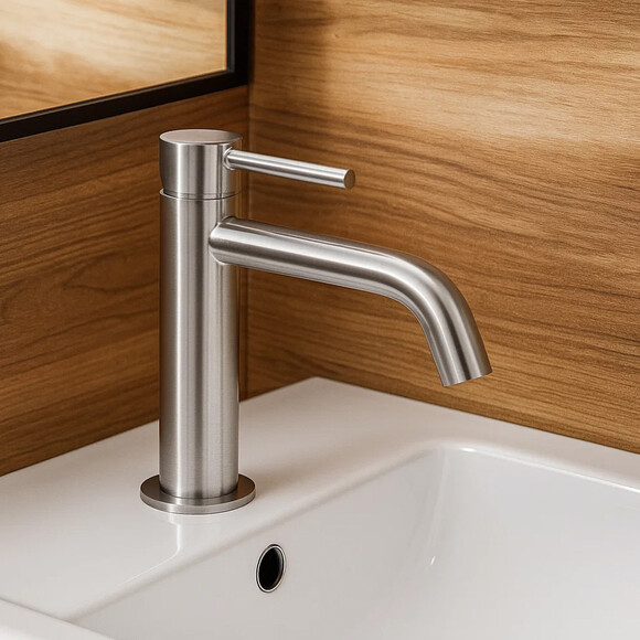 Змішувач для умивальника Devit Flow Brushed Nickel 550534N (брошований нікель), Колір виробника: брашований нікель, фото , изображение 3