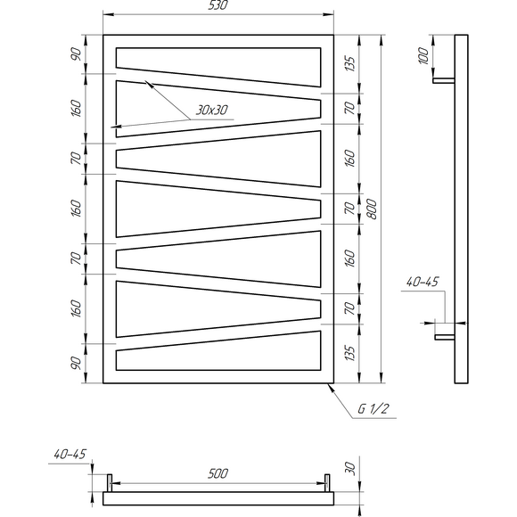 Электрический полотенцесушитель Genesis Aqua Genesis GA-7004 (530x800, черный матовый, белый, графит), Доступные размеры: 530 x 800, фото 8