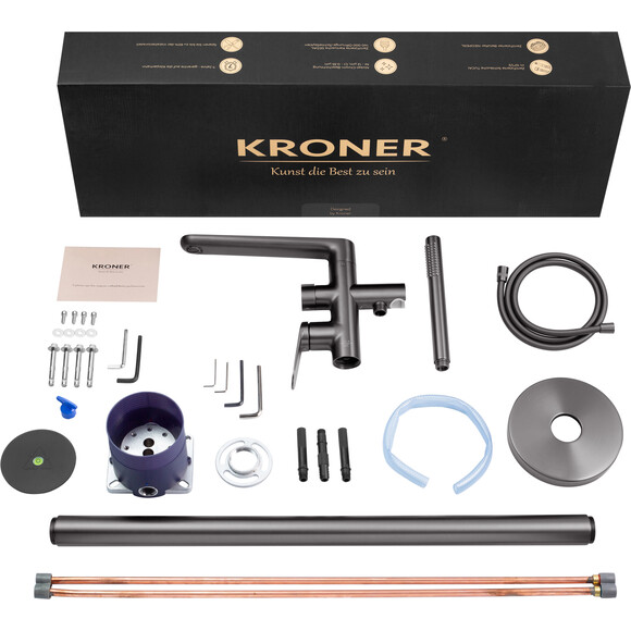 Змішувач для ванни Kroner Element Graphite 211339-5301 (графіт, підлоговий), Колір виробника: графіт, фото , изображение 8