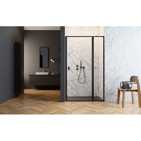 Душевые двери Radaway Nes 6 DWJ II Black 10036120-54-01R (120 см, стекло прозрачное, черные матовые, правые), Доступные размеры: 120 R, Цвет производителя: прозрачное стекло, отделка черная матовая, Расположение проема (входа): слева, фото 2