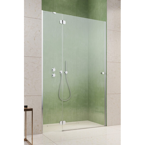 Душевые двери Radaway Torrenta DWJ Chrome 131940-01-01 (110 см, стекло прозрачное, петли хром, левые), Доступные размеры: 110 L, Цвет производителя: прозрачное стекло, отделка хром, Расположение проема (входа): справа, фото 