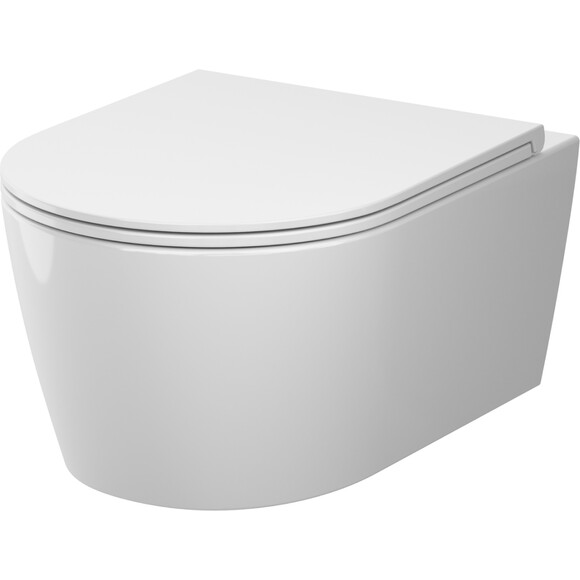 Безободковий підвісний унітаз Am.Pm Func AquaSpin CFA1902SC (воронкоподібний, з сидінням), фото 