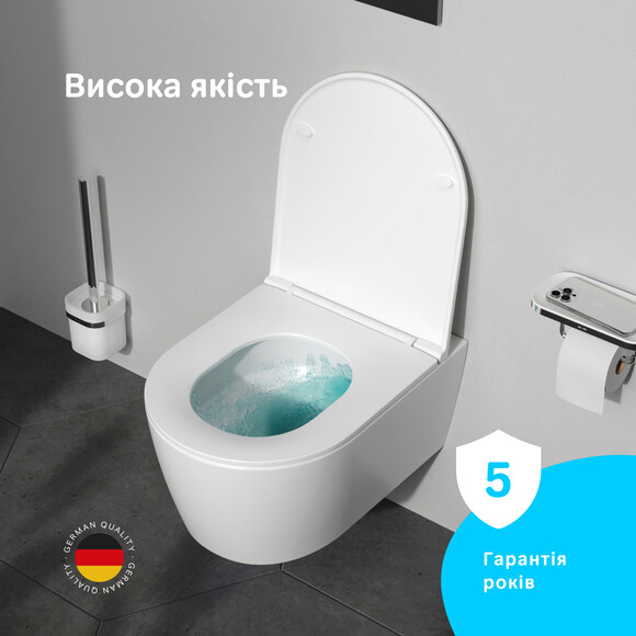 Безободковий підвісний унітаз Am.Pm Func AquaSpin CFA1902SC (воронкоподібний, з сидінням), фото , изображение 3