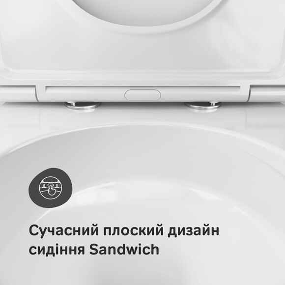 Безободковий підвісний унітаз Am.Pm Func AquaSpin CFA1902SC (воронкоподібний, з сидінням), фото , изображение 6