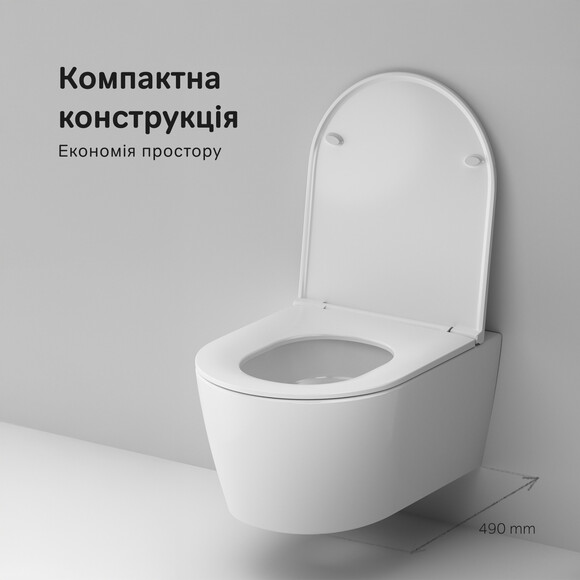 Безободковий підвісний унітаз Am.Pm Func AquaSpin CFA1902SC (воронкоподібний, з сидінням), фото , изображение 8