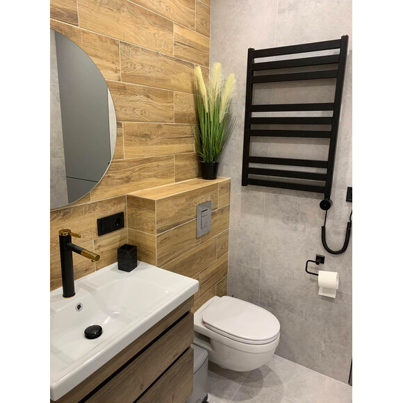 Водяна рушникосушарка Genesis Aqua Tristar flat GA-5003 (530x1200, чорний матовий, білий, графіт), Доступні розміри: 530 x 1200, Підключення рушникосушарки: нижнє, фото , изображение 2