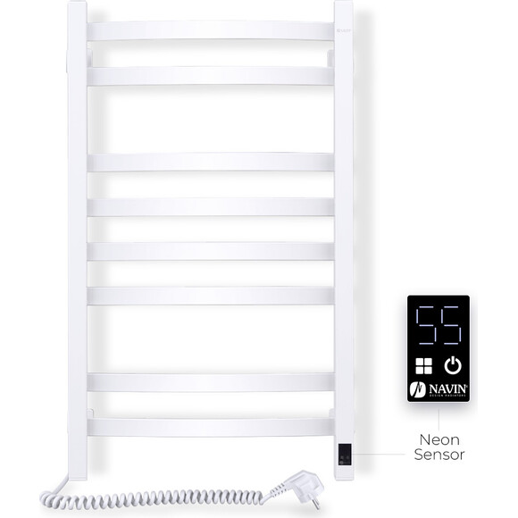 Електрична рушникосушарка Navin Avalon Sensor 12-103153-4880 (480x800, біла глянсова, ліва, сенсорна, з таймером), Доступні розміри: 480 x 800, Колір виробника: білий глянець, Підключення рушникосушарки: ліве, фото , изображение 3