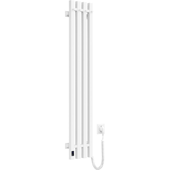 Електрична рушникосушарка Navin Levante Sensor 12-857053-2112 (210x1200, білий оксамит, права, сенсорна, з таймером), Доступні розміри: 210 x 1200, Колір виробника: білий глянець, Підключення рушникосушарки: праве, фото 
