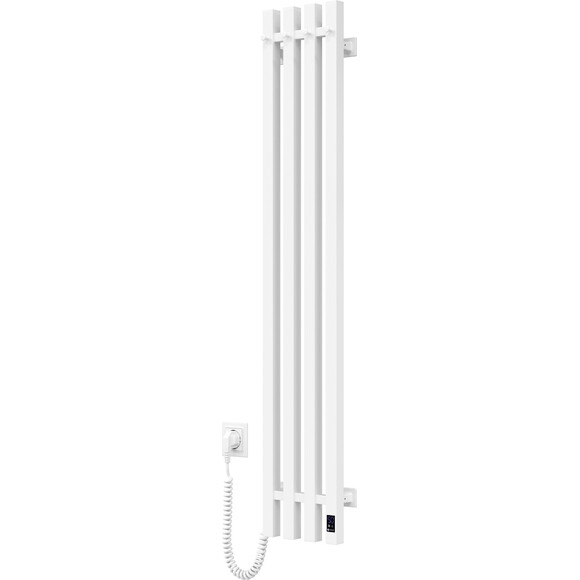 Електрична рушникосушарка Navin Levante Sensor 12-857153-2112 (210x1200, білий оксамит, ліва, сенсорна, з таймером), Доступні розміри: 210 x 1200, Колір виробника: білий глянець, Підключення рушникосушарки: ліве, фото 