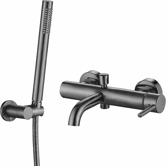 Змішувач для ванни VBI Milano Graphite VBI-050106GR (графіт, з лійкою та шлангом), Колір виробника: графіт, фото 
