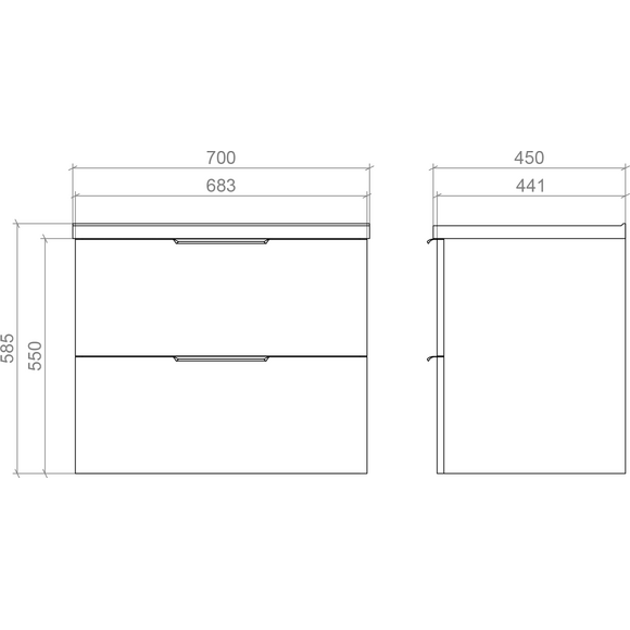 Тумба Mirater Фест з умивальником Глорія 4848 (70 см, антрацит, підвісна), Доступні розміри: 70 x 45, Колір виробника: антрацит, фото , изображение 4