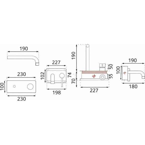 Смеситель скрытого монтажа для умывальника VBI Milano Long 2 Chrome VBI-050112CH (хром, внутренняя часть в комплекте), Цвет производителя: хром, фото 3