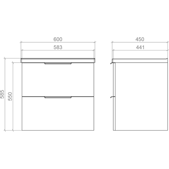 Тумба Mirater Фест з умивальником Глорія 7239 (60 см, антрацит, підвісна), Доступні розміри: 60 x 45, Колір виробника: антрацит, фото , изображение 4