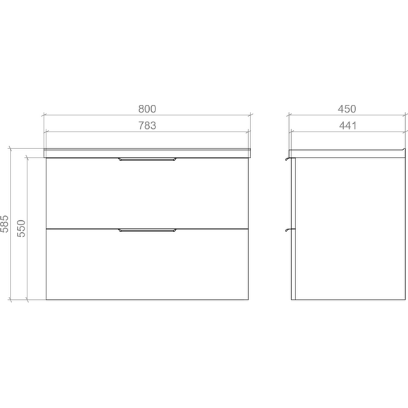 Тумба Mirater Фест з умивальником Глорія 7240 (80 см, біла, підвісна), Доступні розміри: 80 x 45, Колір виробника: білий, фото , изображение 4