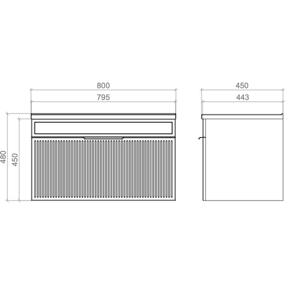 Тумба Mirater Адель з умивальником Родео 7482 (80 см, біла, підвісна), Доступні розміри: 80 x 45, Колір виробника: білий, фото , изображение 3
