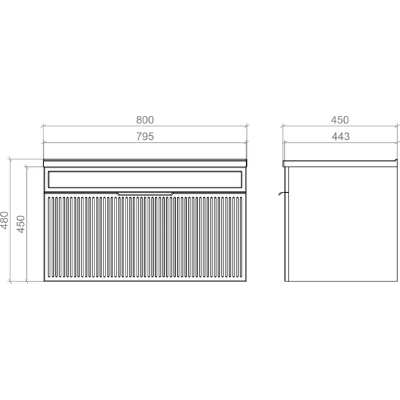 Тумба Mirater Адель з умивальником Родео 7487 (80 см, чорна, підвісна), Доступні розміри: 80 x 45, Колір виробника: чорний, фото , изображение 3