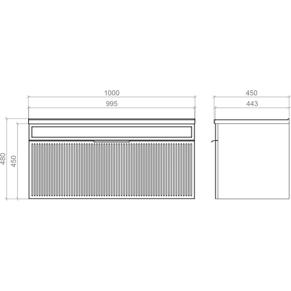 Тумба Mirater Адель з умивальником Родео 7488 (100 см, чорна, підвісна), Доступні розміри: 100 x 45, Колір виробника: чорний, фото , изображение 3