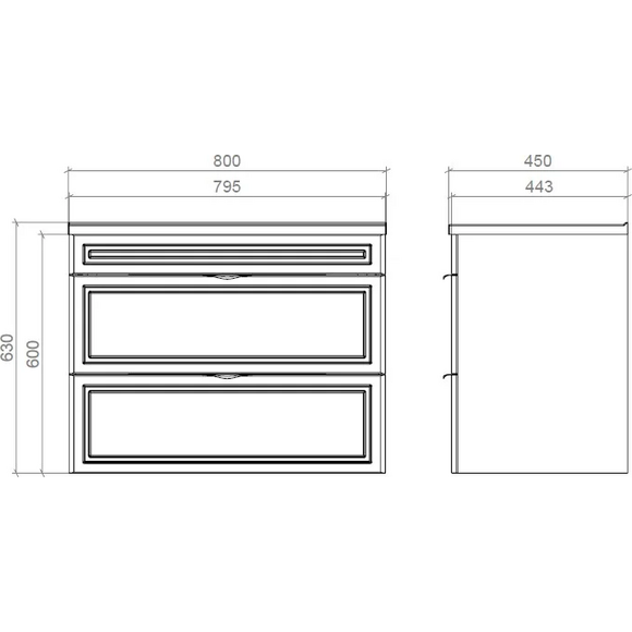 Тумба Mirater Естель з умивальником Родео 8334 (80 см, біла, підвісна), Доступні розміри: 80 x 45, Колір виробника: білий, фото , изображение 3