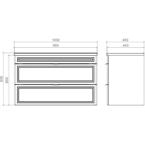 Тумба Mirater Естель з умивальником Родео 8342 (100 см, біла, підвісна), Доступні розміри: 100 x 45, Колір виробника: білий, фото , изображение 3