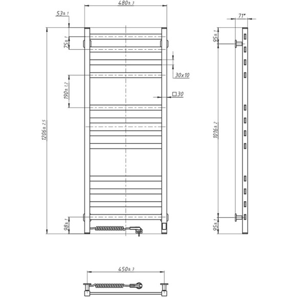 Електрична рушникосушарка Navin Авангард Sensor Wi-Fi 12-028155-4812 (480x1200, біла, ліва, сенсорна, з таймером), фото , изображение 8