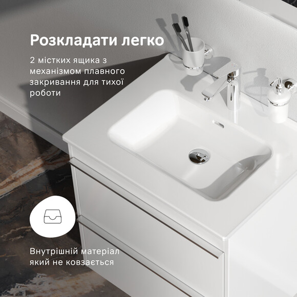 Тумба з раковиною Am.Pm X-Joy MTA-FHX0552WG-WCC0552WG (55 см, біла глянсова, підвісна), Доступні розміри: 55, Колір виробника: білий глянець, фото , изображение 7