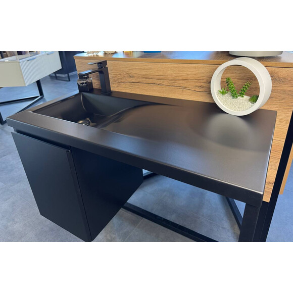 Умывальник-столешница Snail Феникс L Black Matt 159LA200M (100x50 см, черный матовый, с крылом), Доступные размеры: 100 x 50 L, Цвет производителя: черный матовый, фото 