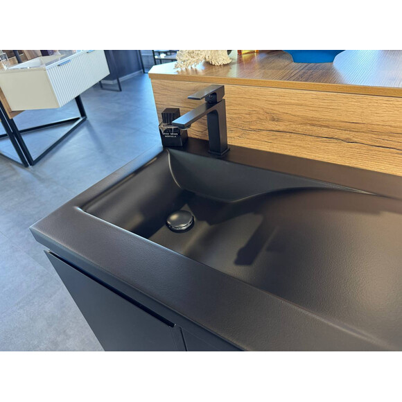 Умывальник-столешница Snail Феникс L Black Matt 159LA200M (100x50 см, черный матовый, с крылом), Доступные размеры: 100 x 50 L, Цвет производителя: черный матовый, фото 2