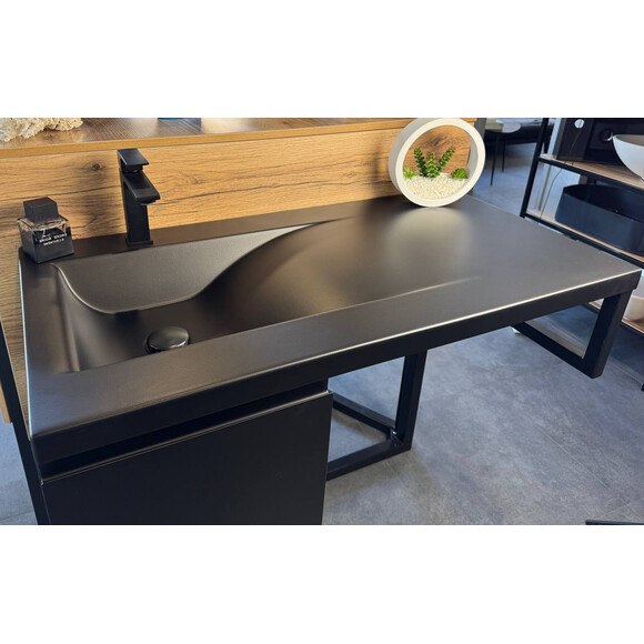 Умывальник-столешница Snail Феникс L Black Matt 159LA200M (100x50 см, черный матовый, с крылом), Доступные размеры: 100 x 50 L, Цвет производителя: черный матовый, фото 3